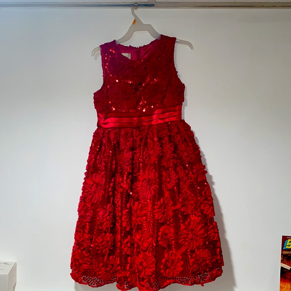American Princess Rosette Red Dress 10 Girls